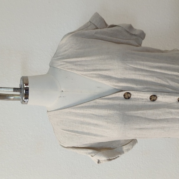 H&M Button From Wide Leg Cropped Linen Blend Jumpsuit Cream XXS hipster summer - Picture 3 of 6